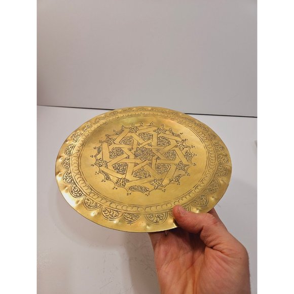 Vintage,Brass Tray,Indian Tray,Indian brass Tray,Serving Tray,Round - Picture 4 of 10